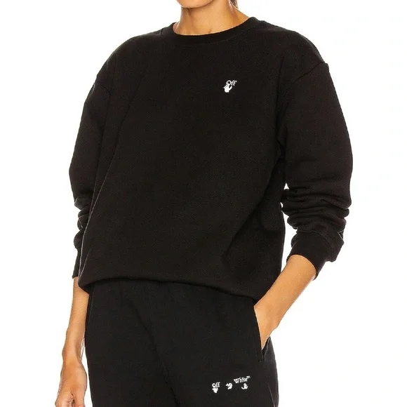 Off White Flock Arrow Black Crew Neck Sweater Sweatshirt S - Picture 2 of 12